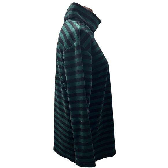 Vintage NWT Sag Harbor Velour Cowl Neck Top M Deadstock Green Black Striped 90s - Picture 7 of 10
